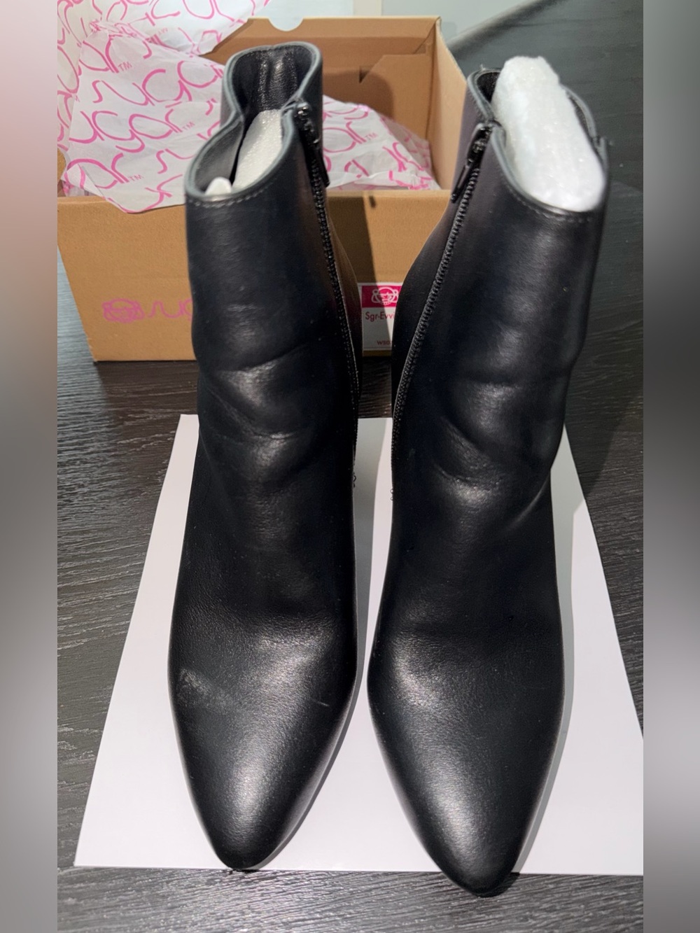 Sugar Black Booties with Side Zipper and almond toe, ankle booties